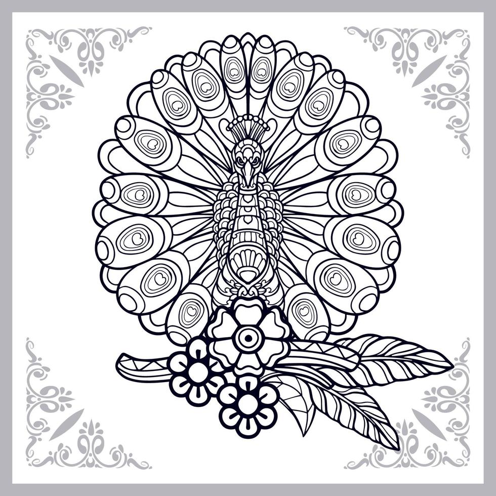 Peacock bird mandala arts isolated on white background vector