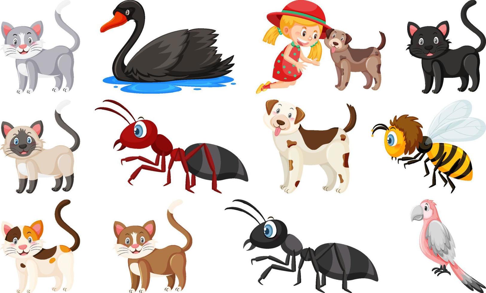 Set of various wild animals in cartoon style vector