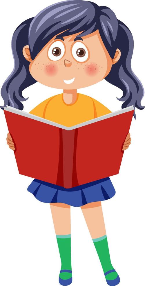 A girl reading a book cartoon vector