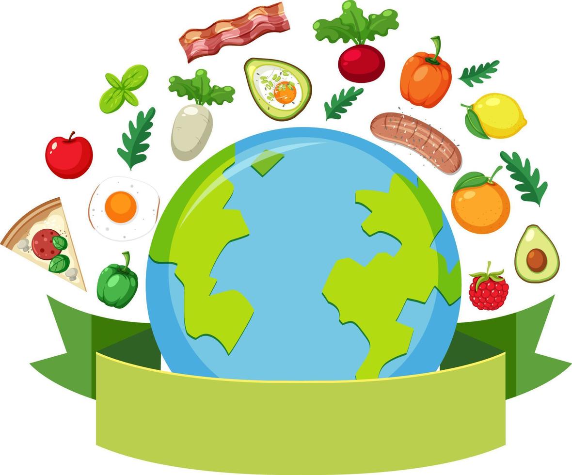 Earth with food ingredients vector