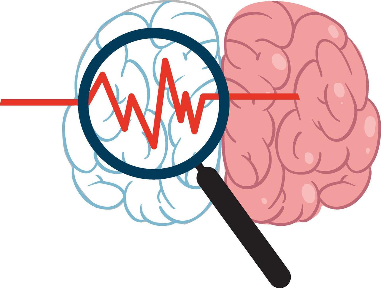 Magnify glass and human brain vector