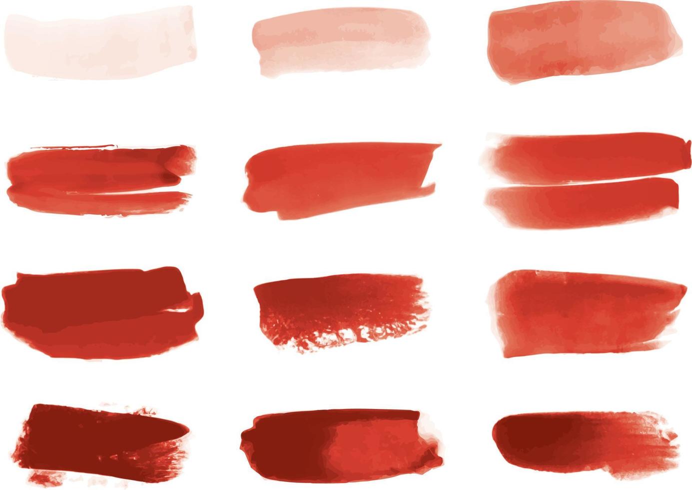 Set of red watercolor brush stroke vector