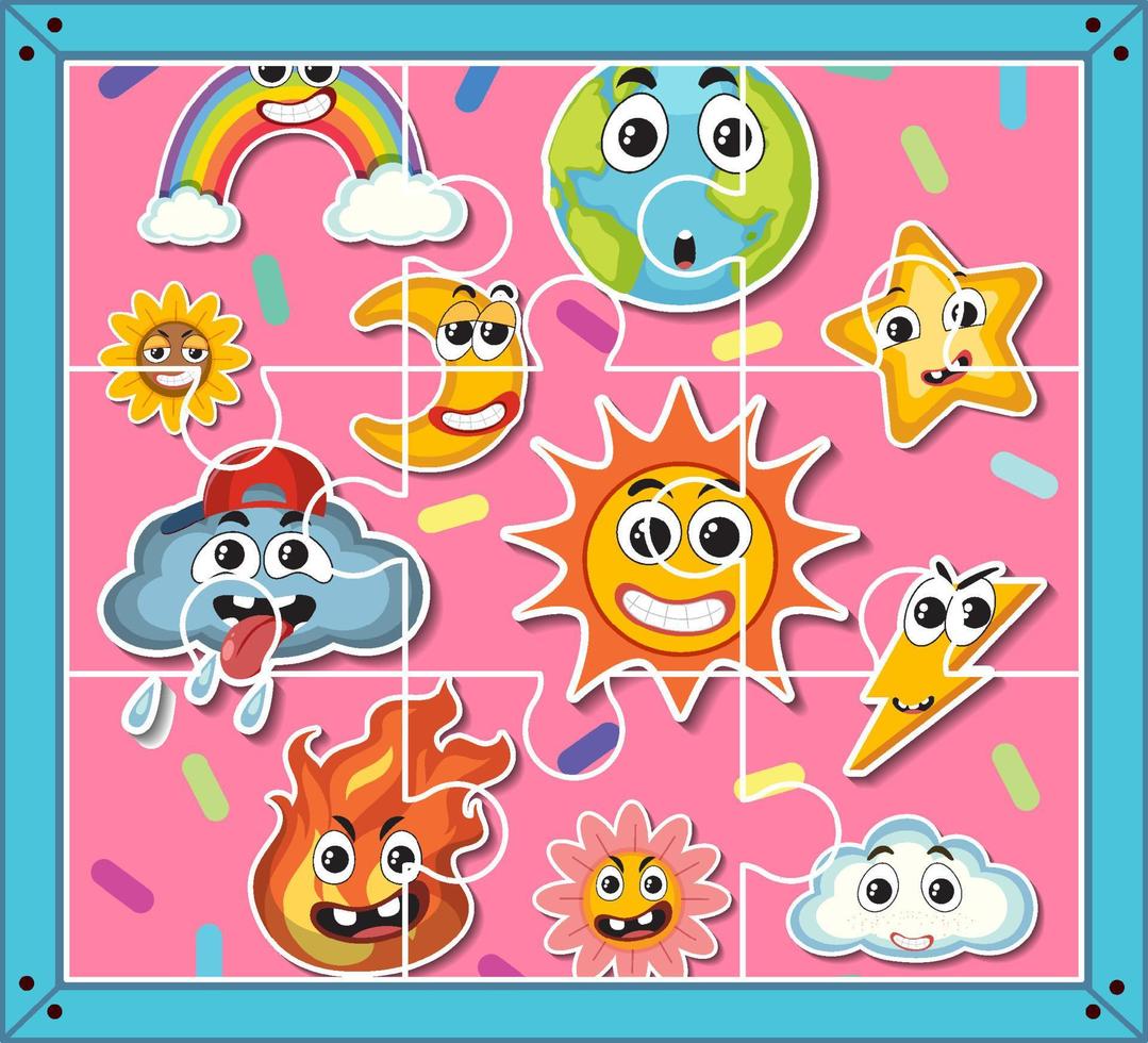 Jigsaw puzzle game template vector