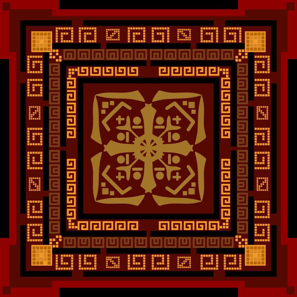Geometric golden pattern design Ideal for silk scarf, kerchief, bandana, neck wear, shawl, hijab, fabric, textile, wallpaper, carpet, blanket, ceramics, or tiles. Artwork for fashion printing. vector