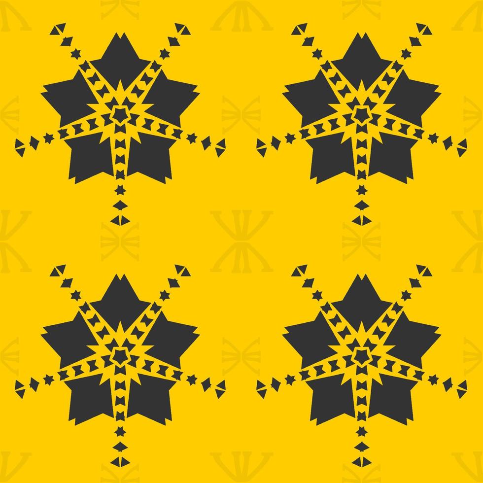Yellow Seamless Pattern with Tribal Shape. Designed in Ikat, Aztec, Folklore, and Arabic Style. Ideal for Fabric Garment, Ceramics, Wallpaper. Vector Illustration.