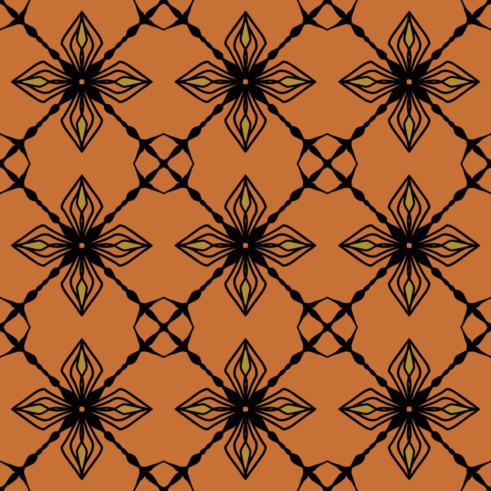 Abstract geometric seamless pattern. Floral grid background. Ornament texture with flower silhouettes, lattice, mesh, repeat tiles. vector