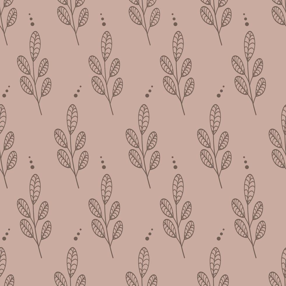 patrón abstracto sin fisuras con flores sobre un fondo beige. fondo decorativo de plantas onduladas. banner, tela, textil, embalaje, diseño. vector