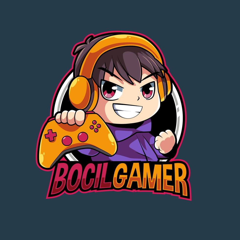 boy child gamer mascot logo vector