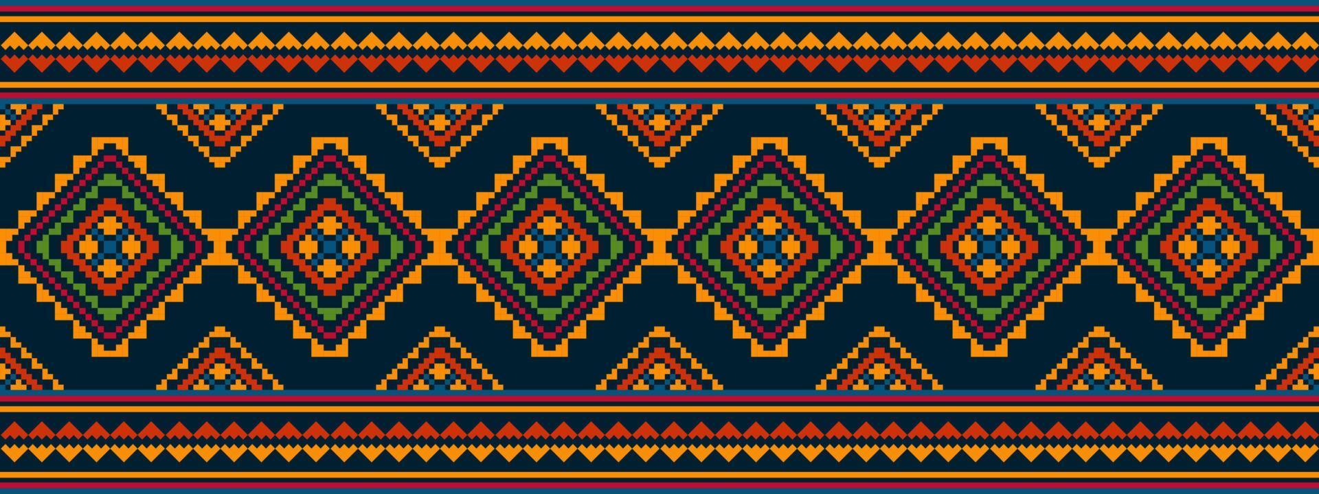 Diseño de decoración del hogar de patrones sin fisuras étnicos ikat. alfombra de tela azteca boho mandalas decoración textil papel tapiz. Fondo de ilustraciones vectoriales de bordado tradicional folk con motivos nativos tribales vector