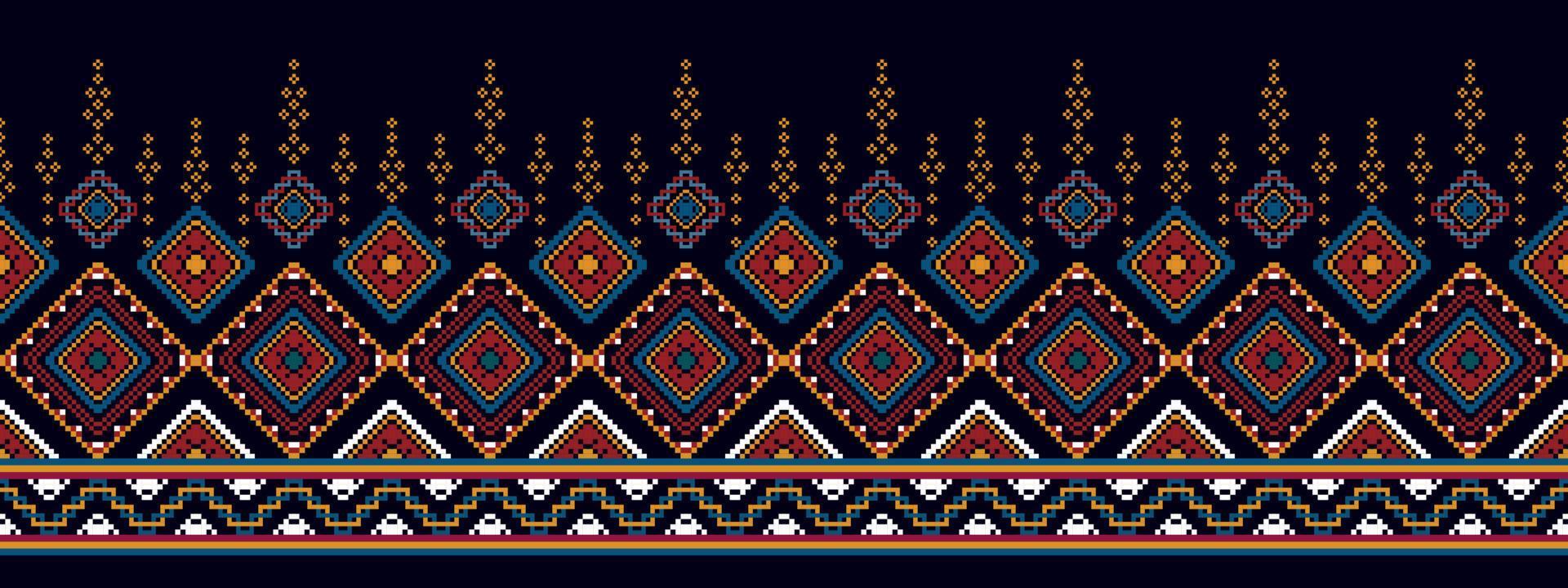 Diseño de decoración del hogar de patrones sin fisuras étnicos ikat. alfombra de tela azteca boho mandalas decoración textil papel tapiz. Fondo de ilustraciones vectoriales de bordado tradicional folk con motivos nativos tribales vector