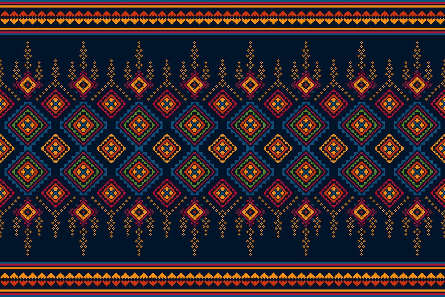 Diseño de decoración del hogar de patrones sin fisuras étnicos ikat. alfombra de tela azteca boho mandalas decoración textil papel tapiz. Fondo de ilustraciones vectoriales de bordado tradicional folk con motivos nativos tribales vector