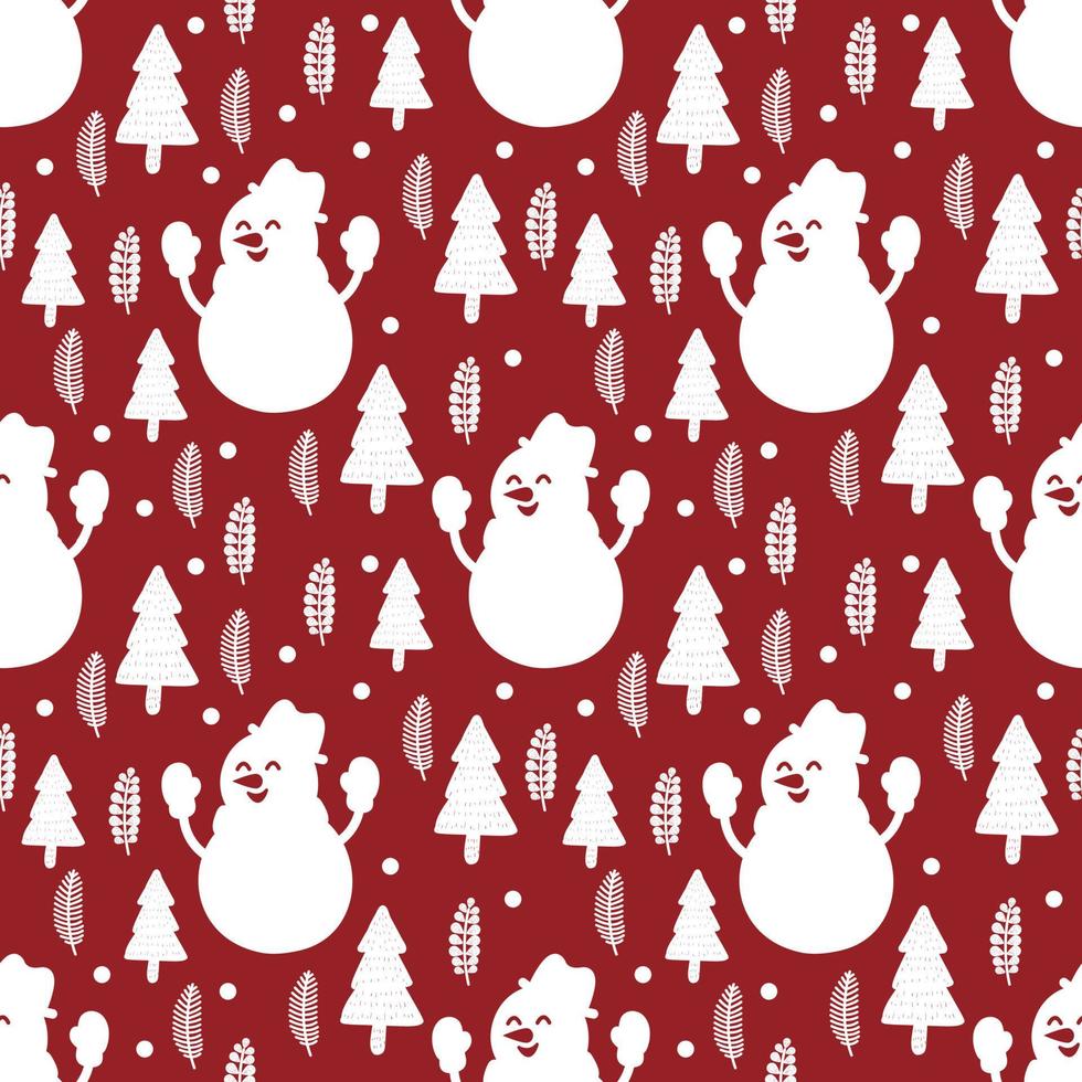 Merry Christmas seamless pattern home decoration design. Cartoon Santa, Christmas tree, Christmas leaves, cute wallpaper. Ornaments vector illustrations background