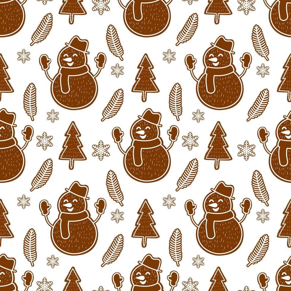 Merry Christmas seamless pattern home decoration design. Cartoon Santa, Christmas tree, Christmas leaves, cute wallpaper. Ornaments vector illustrations background