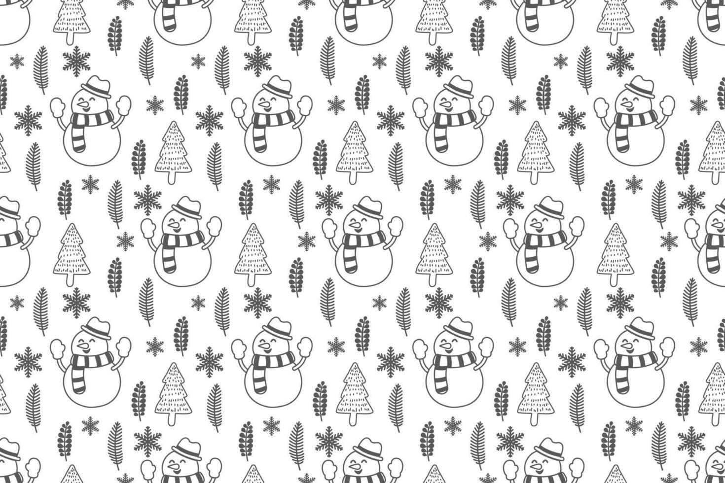 Merry Christmas seamless pattern home decoration design. Cartoon Santa, Christmas tree, Christmas leaves, cute wallpaper. Ornaments vector illustrations background