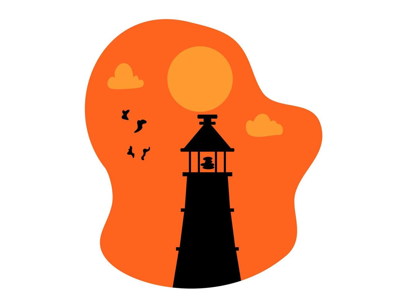 lighthouse silhouette in the afternoon vector