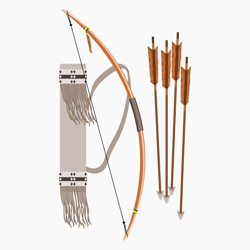 Editable Isolated Native American Archery Tools Vector Illustration for Traditional Culture and History Related Design