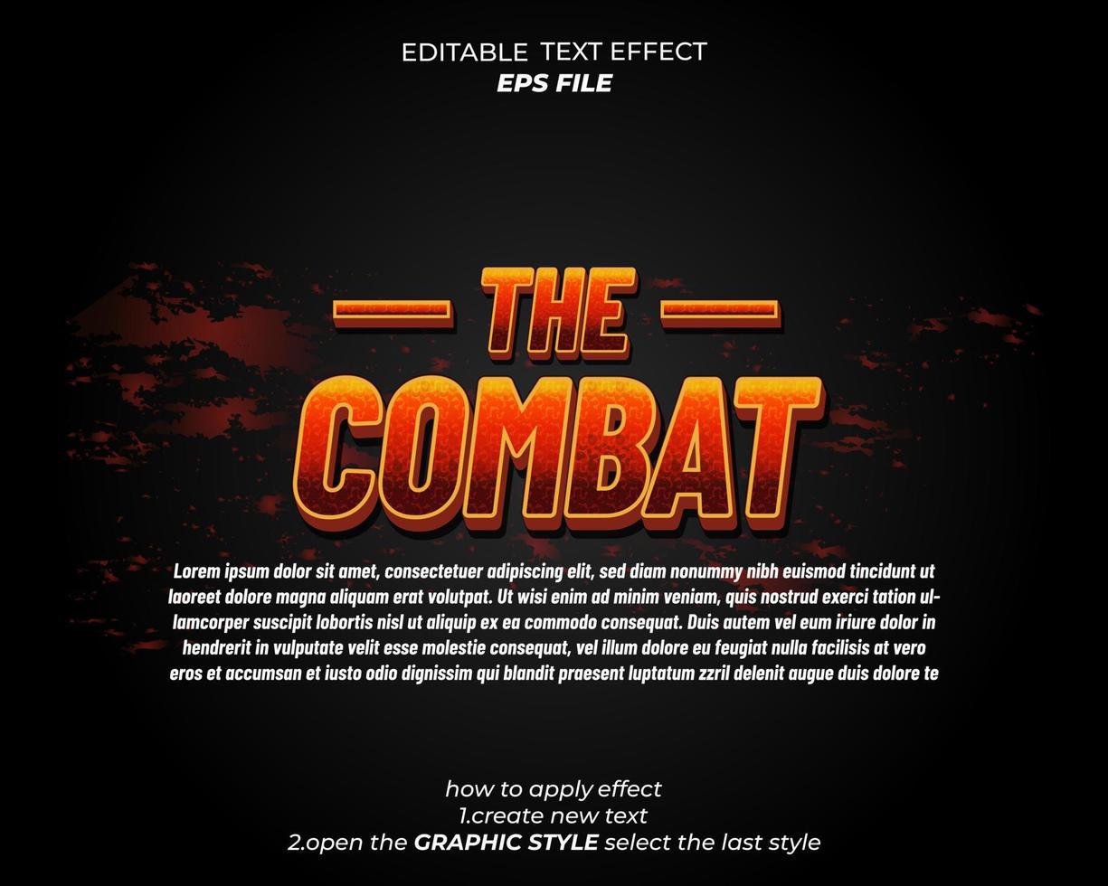 the combat text effect, typography for battle game vector