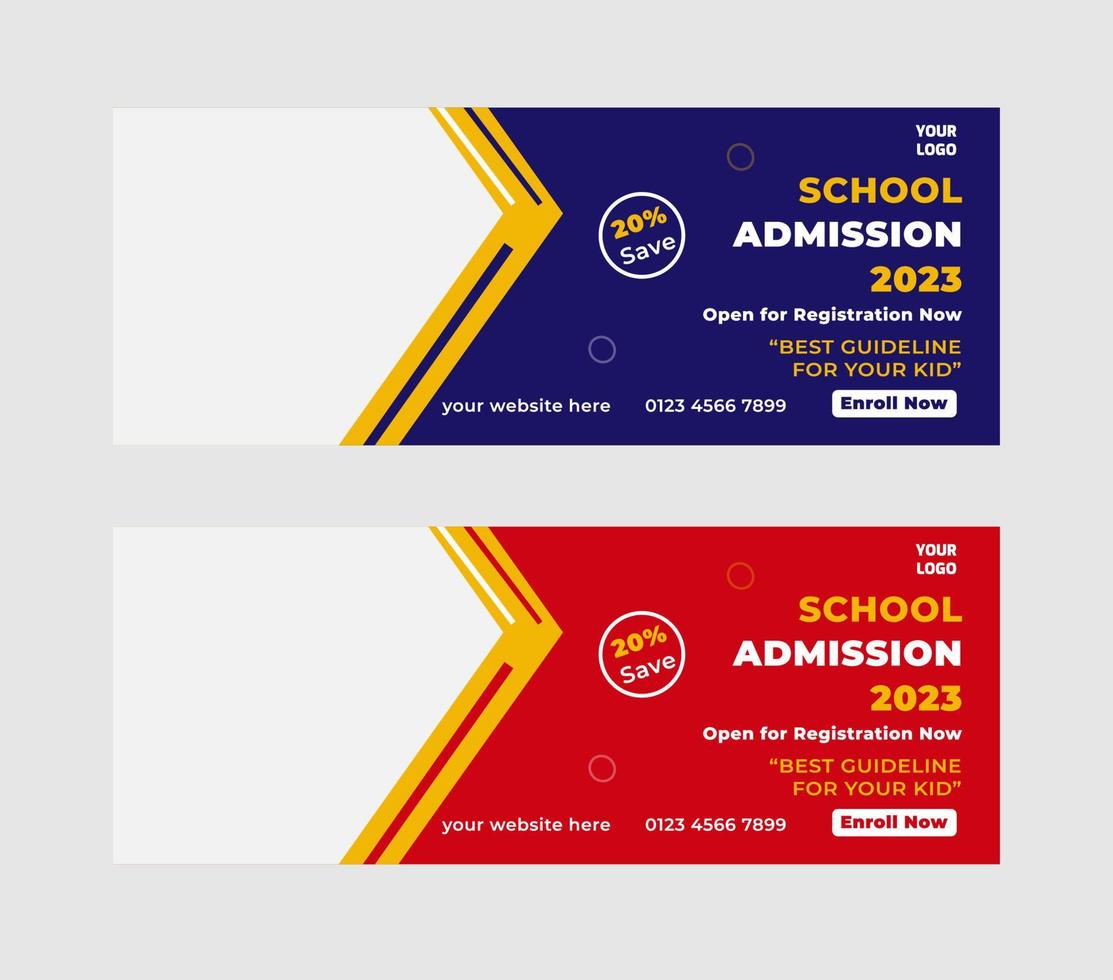 School Adimission facbook Cover Design vector