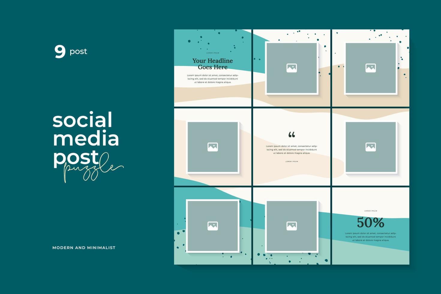 Social media post puzzle template vector