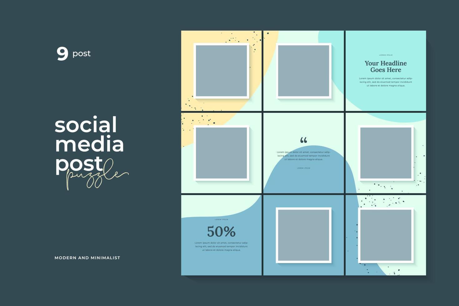 Social media post puzzle template vector