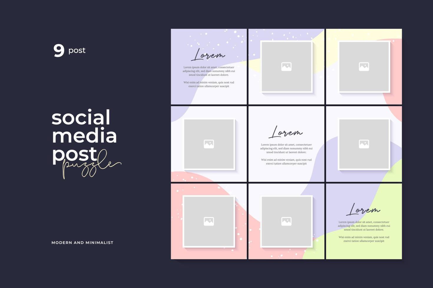 Social media post puzzle template vector