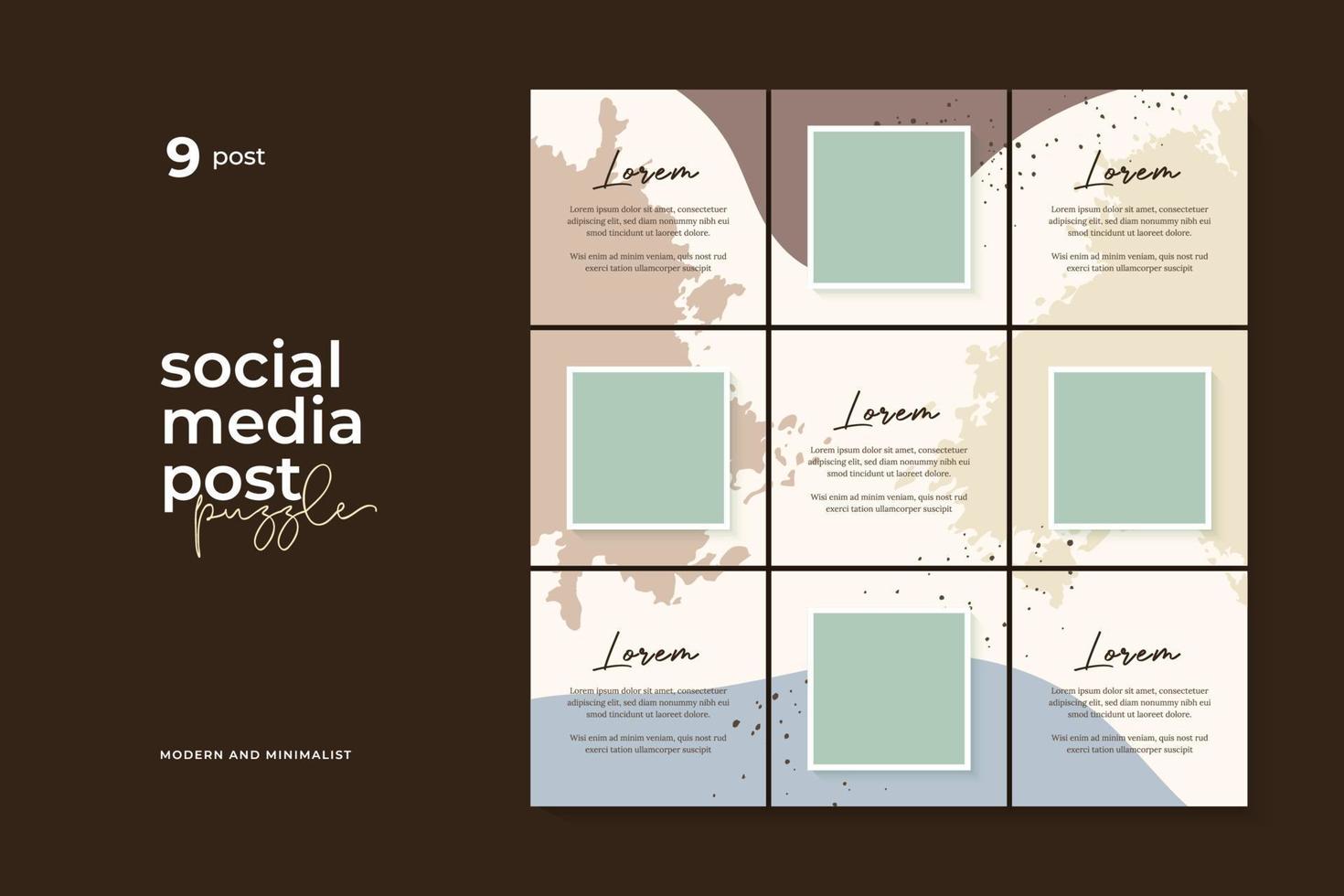 Social media post puzzle template vector