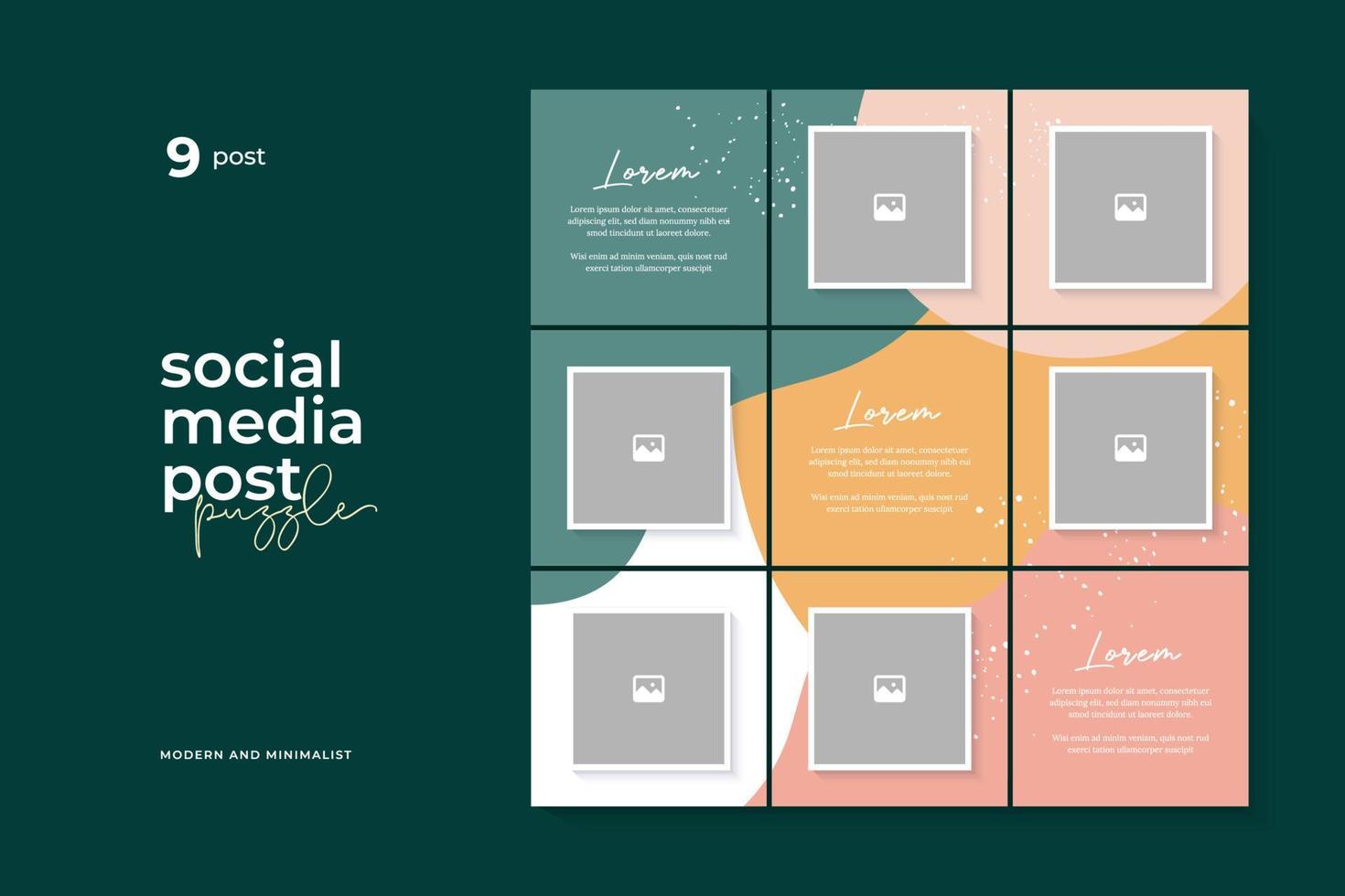 Social media post puzzle template vector