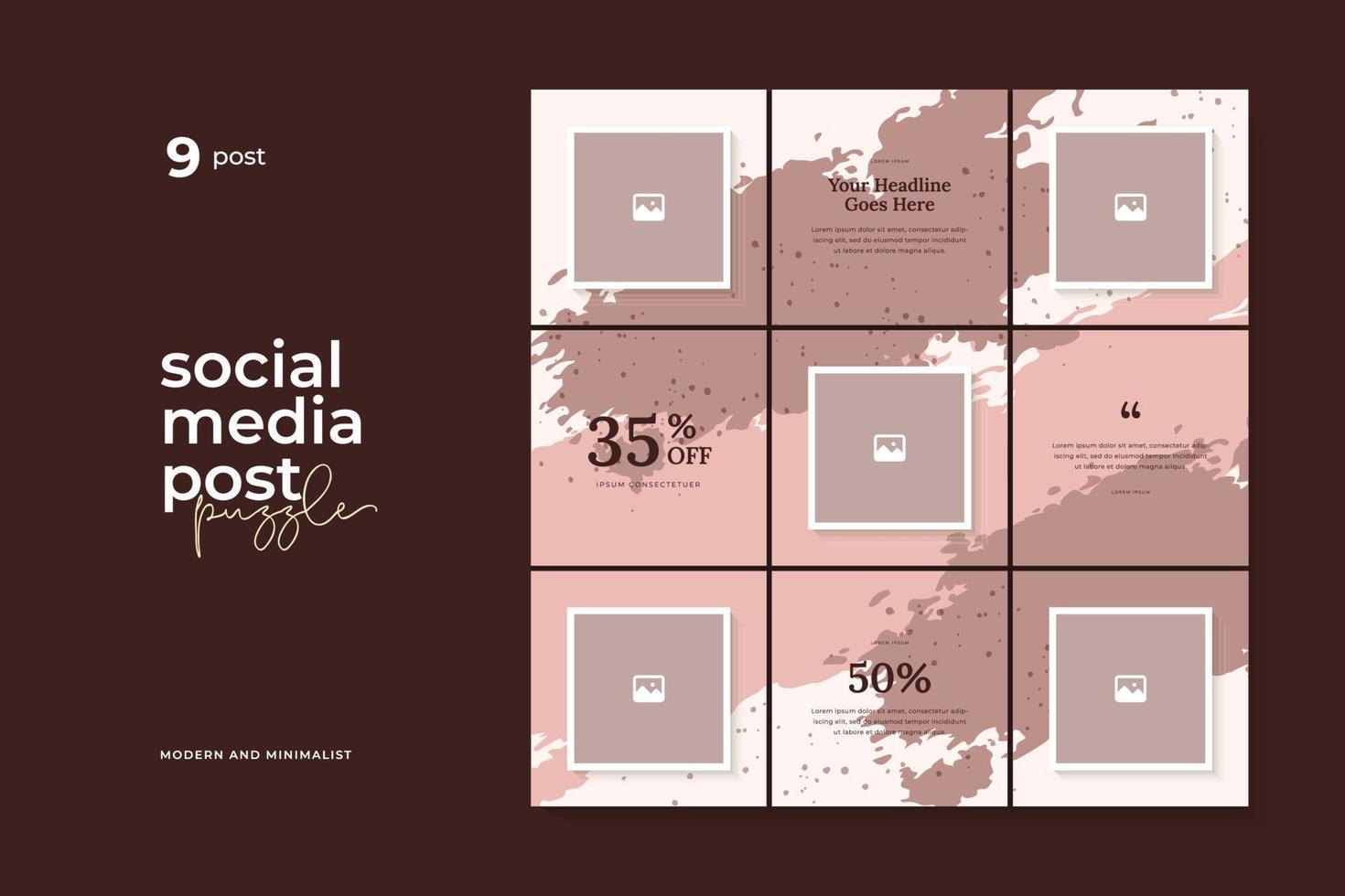 Social media post puzzle template vector