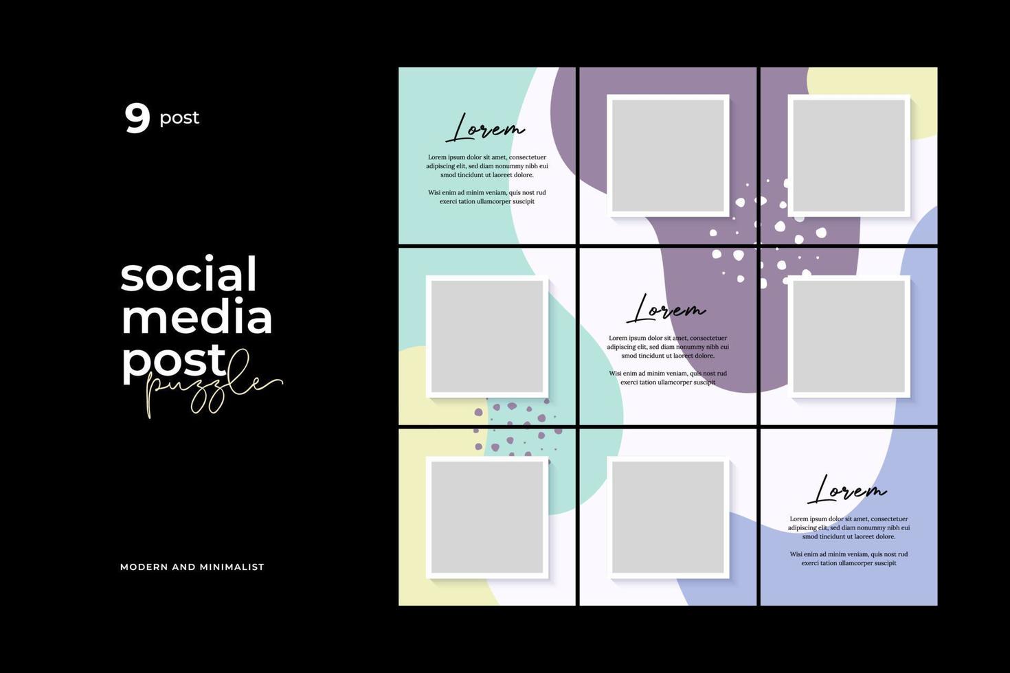 Social media post puzzle template vector