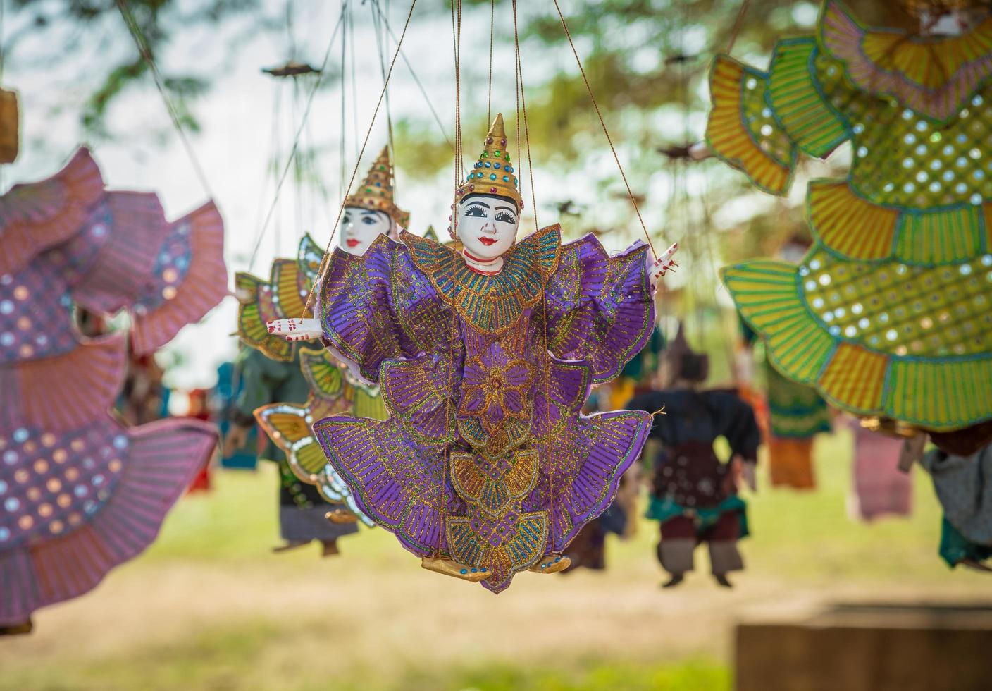 marioneta de myanmar uno de los recuerdos tradicionales famosos en myanmar. foto