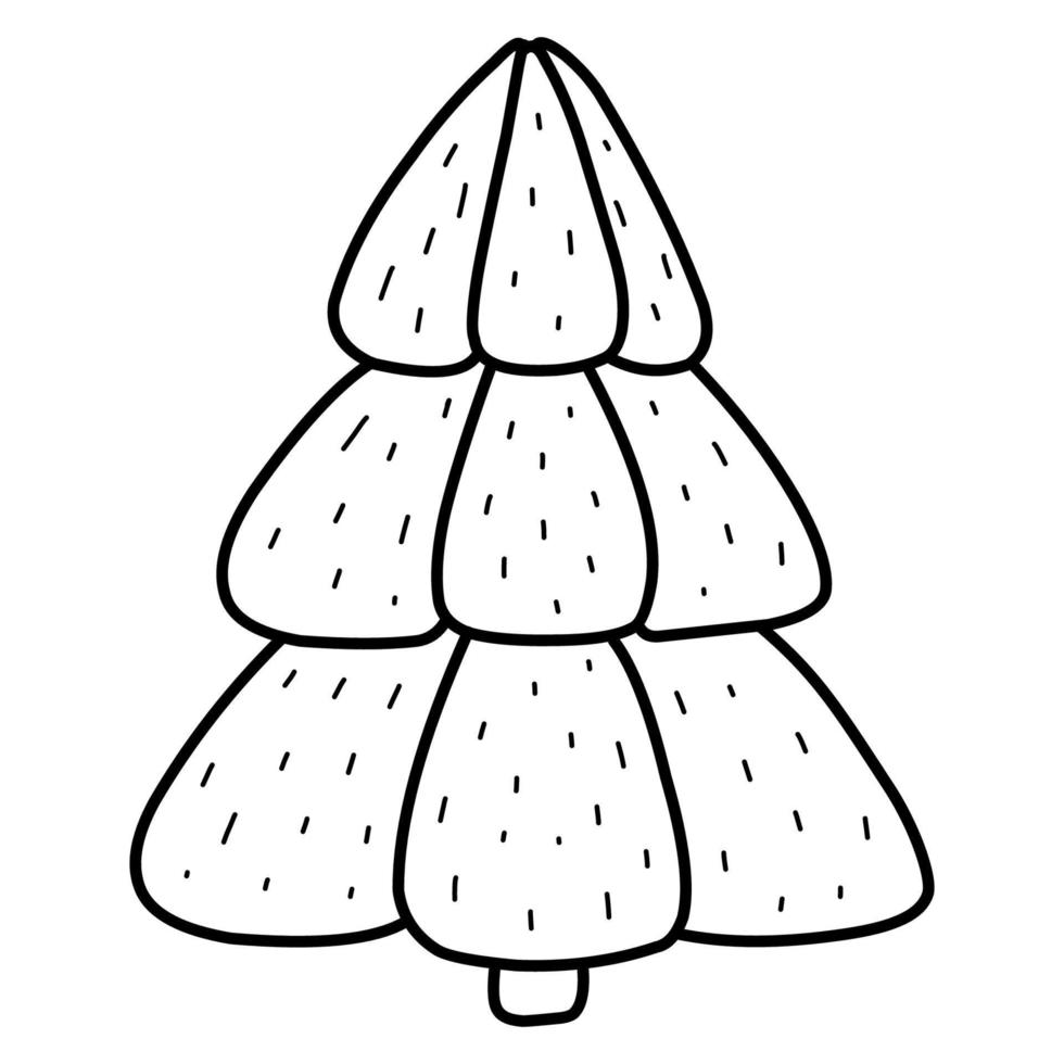 árbol de Navidad en estilo de dibujo de dibujos animados aislado sobre fondo blanco. elemento vectorial para la decoración universitaria. vector