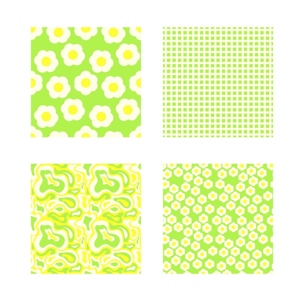 A set of seamless groovy style drawings. vector
