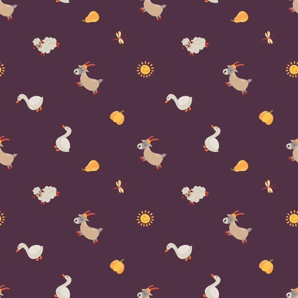 Seamless pattern with farm animals. Design for fabric, textile, wallpaper, packaging. vector