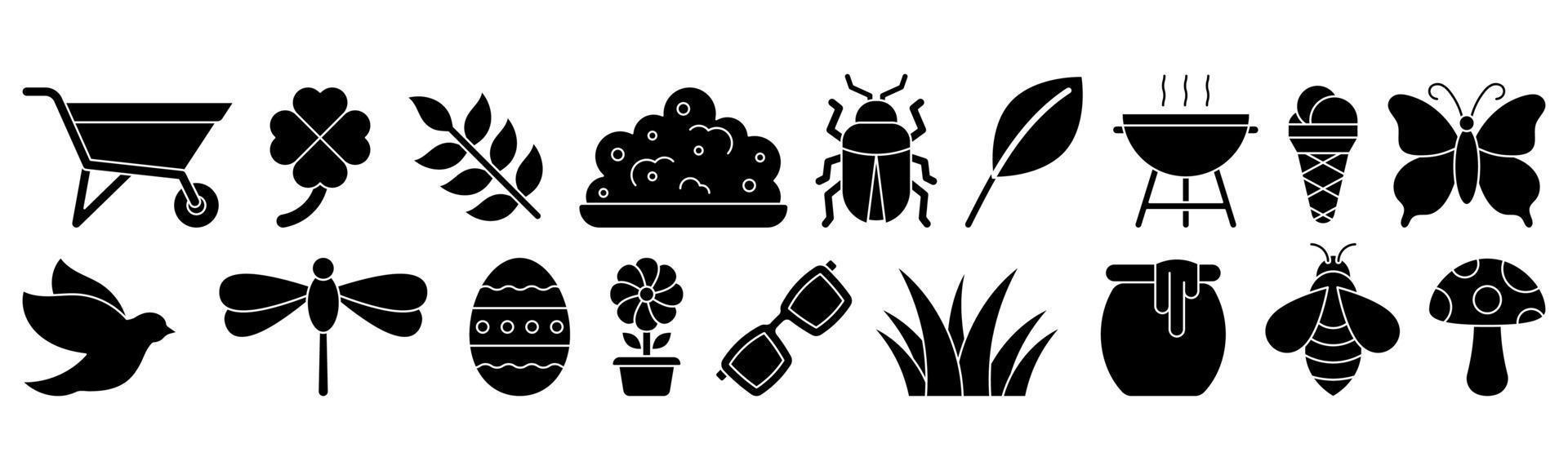 ilustración de vector de plantilla de diseño de conjunto de iconos de primavera