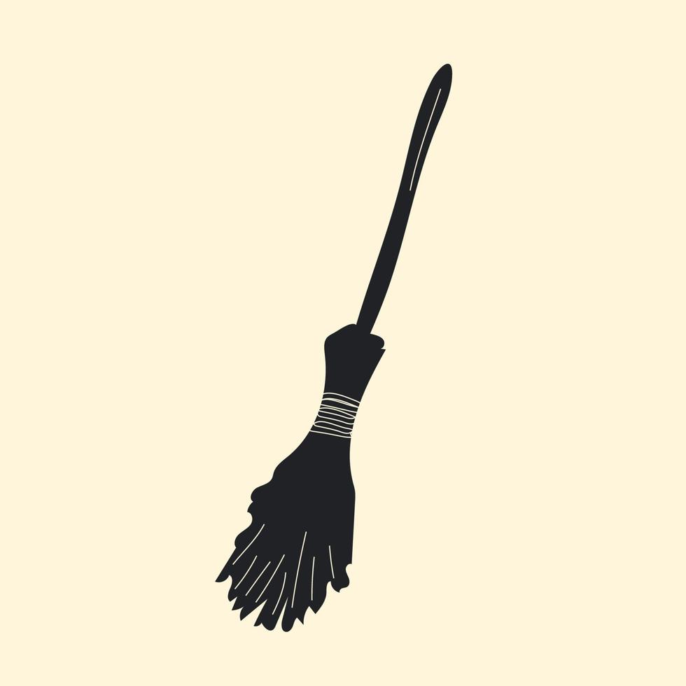 Cartoon witches broom . Symbol of Halloween vector