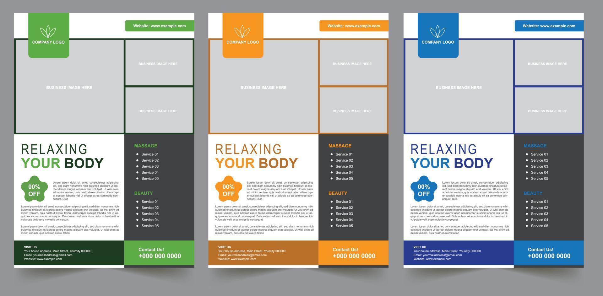 Body Relaxing Flyer Design vector