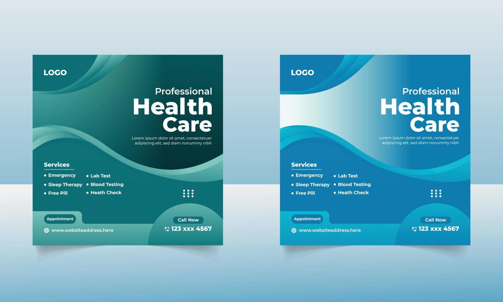 Modern social media post design template for medical vector