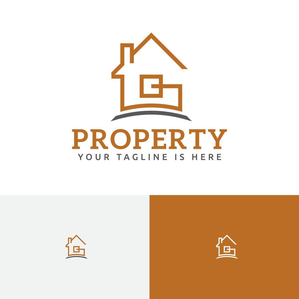 letra g casa línea propiedad bienes raíces monoline logo vector