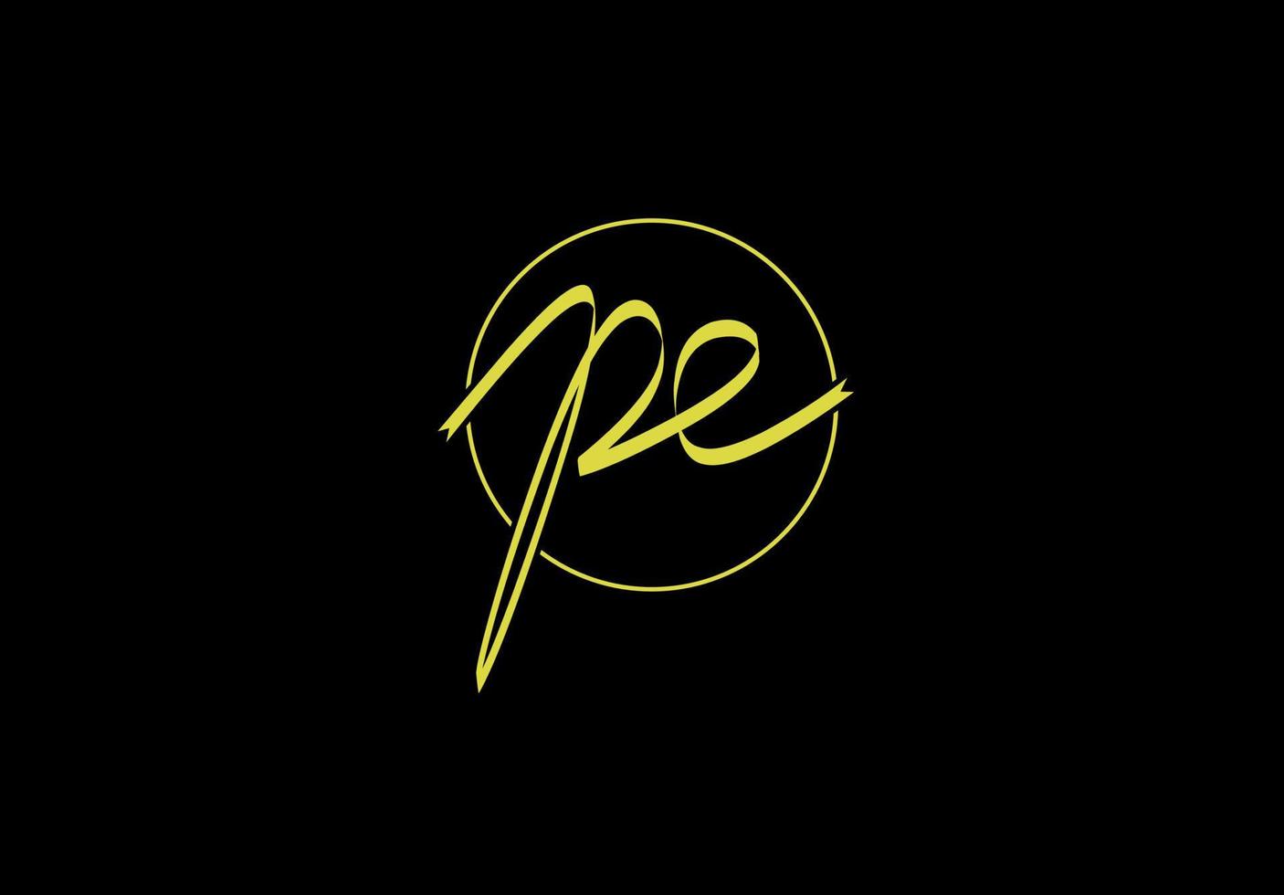 pe ep p e initial letter logo isolated on black background vector
