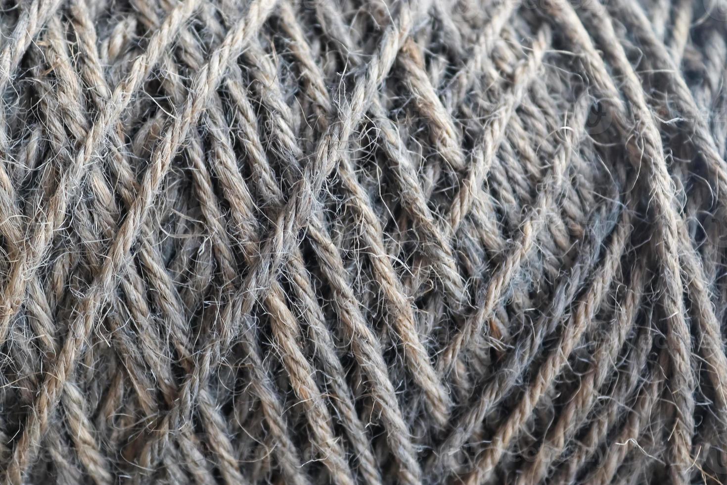 Stranded threads. A tangle of yarn. Entangled confusing thread on a roll. photo
