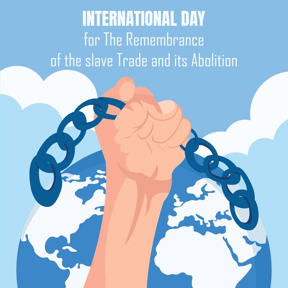 illustration vector graphic of hands holding chains, showing earth background, perfect for international day, celebrate, greeting card, etc.