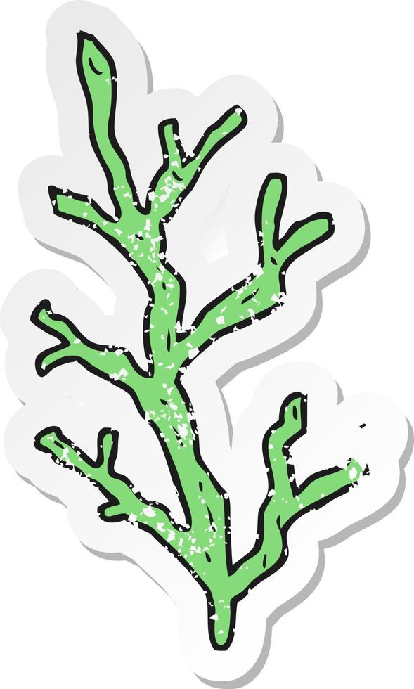 pegatina retro angustiada de una alga marina de dibujos animados vector