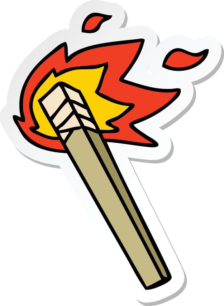 sticker of a quirky hand drawn cartoon lit torch vector