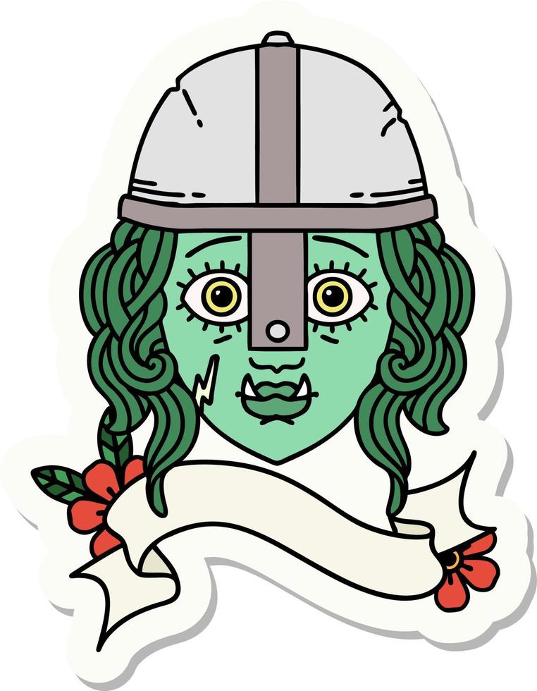 sticker of a orc fighter character face vector