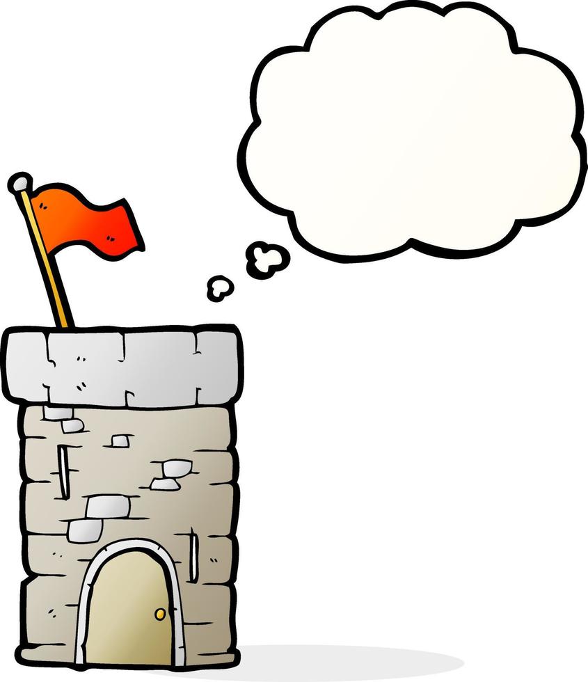 freehand drawn thought bubble cartoon old castle tower vector