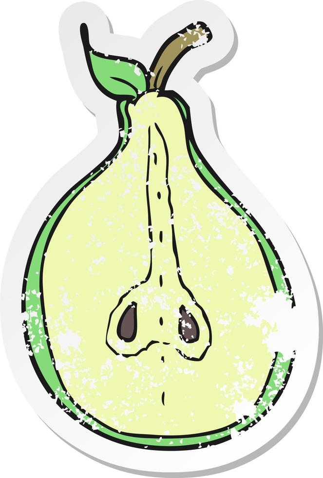 retro distressed sticker of a cartoon pear vector