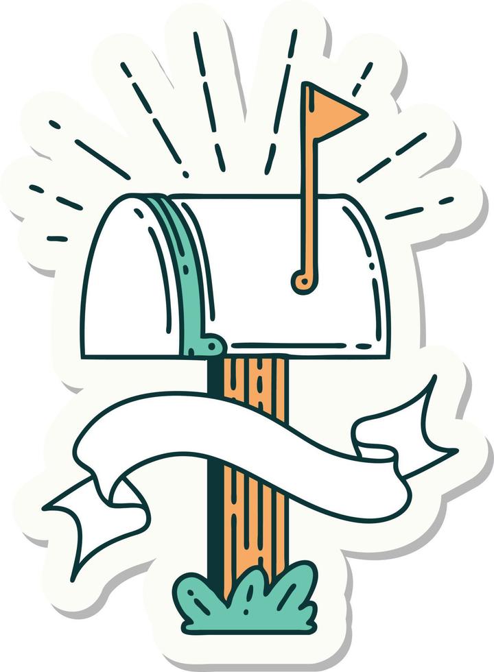 sticker of a tattoo style closed mailbox vector