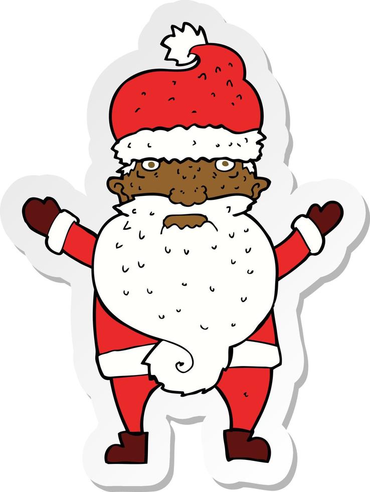 sticker of a cartoon grumpy santa vector