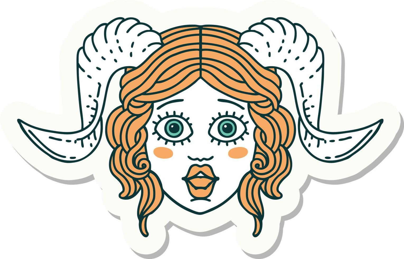 sticker of a tiefling character face vector