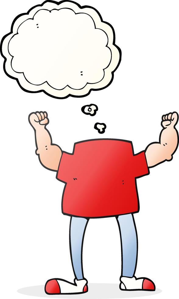 freehand drawn thought bubble cartoon headless man vector